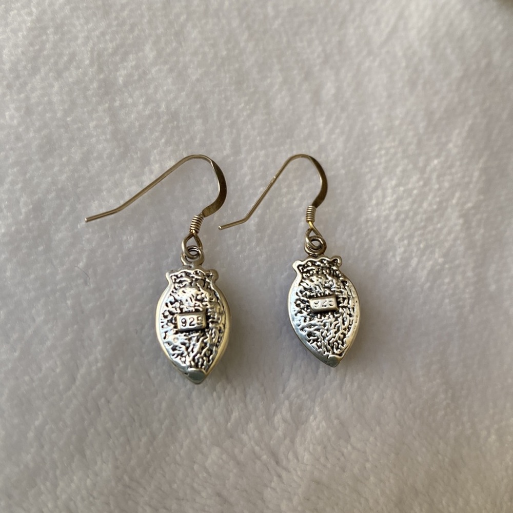 🥀925🥀Sterling Silver Earrings With Simulated Opals - Picture 3 of 3